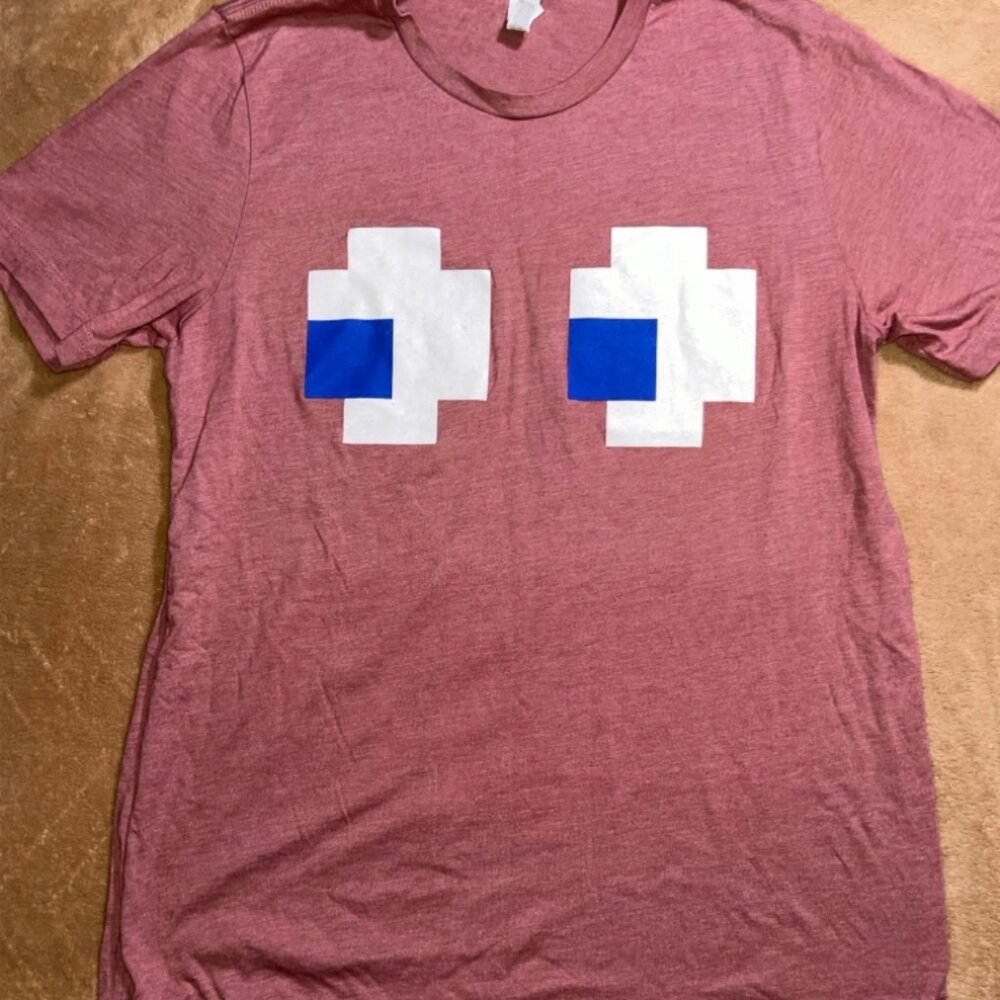 Bella Canvas Women LG Mauve Pac-Man Face Video Game Retro Arcade Gamers Shirt